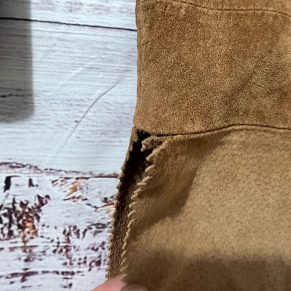 ❗️vintage❗️leather shirt shacket brown 100% leather cuir medium Margaret Godfrey - Picture 7 of 8